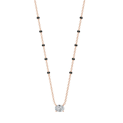 East-West Oval Modern Mangalsutra | Horizontal DEF VVS 14K / 18K Solid Gold