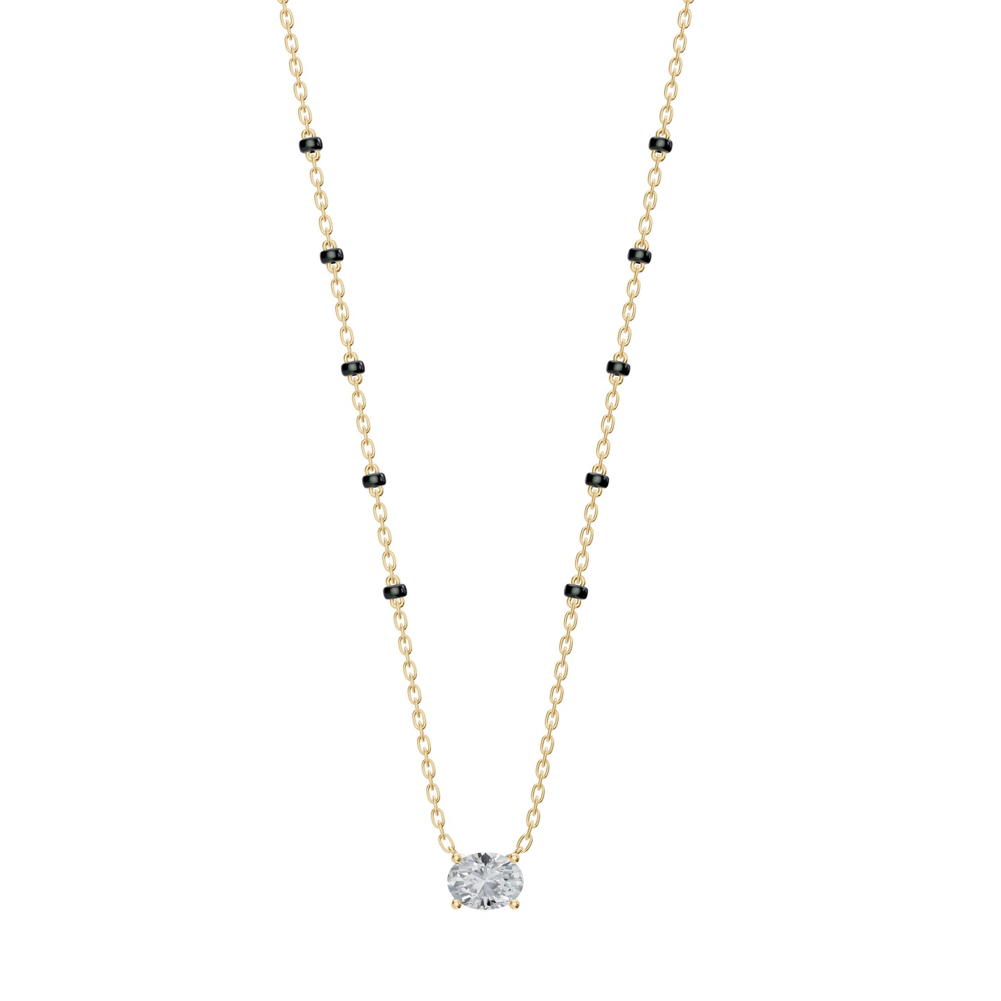 East-West Oval Modern Mangalsutra | Horizontal DEF VVS 14K / 18K Solid Gold