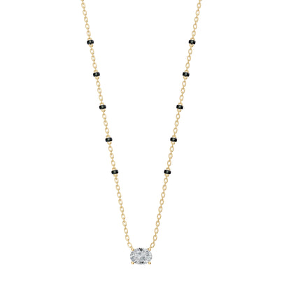 East-West Oval Modern Mangalsutra | Horizontal DEF VVS 14K / 18K Solid Gold