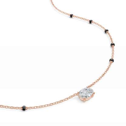 East-West Oval Modern Mangalsutra | Horizontal DEF VVS 14K / 18K Solid Gold