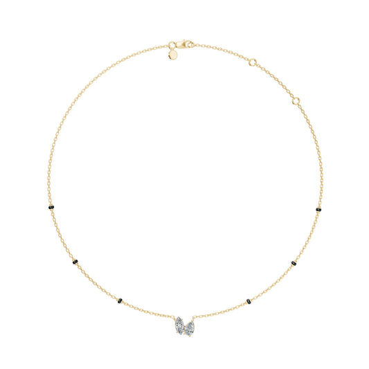 Pear and Marquise Toi et Moi Modern Mangalsutra | Solid Gold 18K and 14K