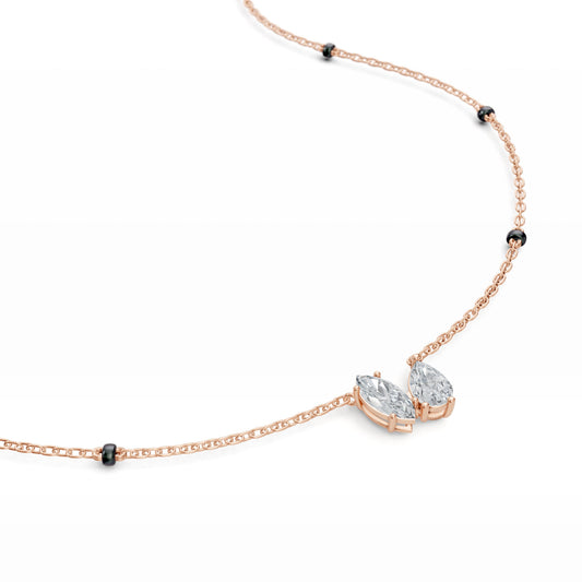 Pear and Marquise Toi et Moi Modern Mangalsutra | Solid Gold 18K and 14K