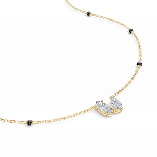 Pear and Marquise Toi et Moi Modern Mangalsutra | Solid Gold 18K and 14K