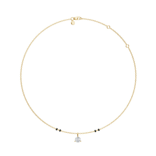 Round Solitaire Modern Mangalsutra | DEF VVS Lab Diamond | Solid Gold 18K and 14K