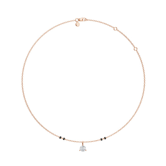 Round Solitaire Modern Mangalsutra | DEF VVS Lab Diamond | Solid Gold 18K and 14K