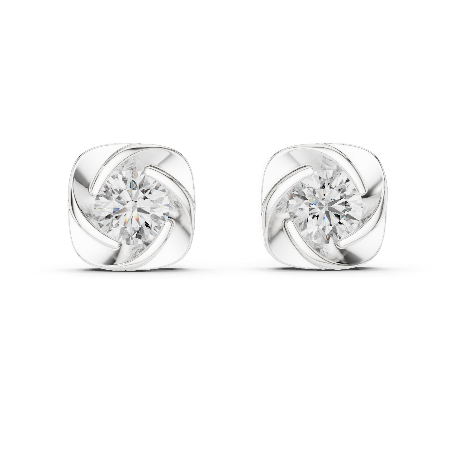 Round Lab Grown Diamond Flower Cluster Stud Earrings | Multi-Stone Floral Bloom | 10K, 14K, and 18K Gold