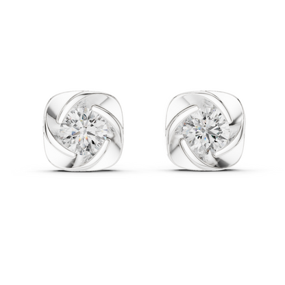 Round Lab Grown Diamond Flower Cluster Stud Earrings | Multi-Stone Floral Bloom | 10K, 14K, and 18K Gold
