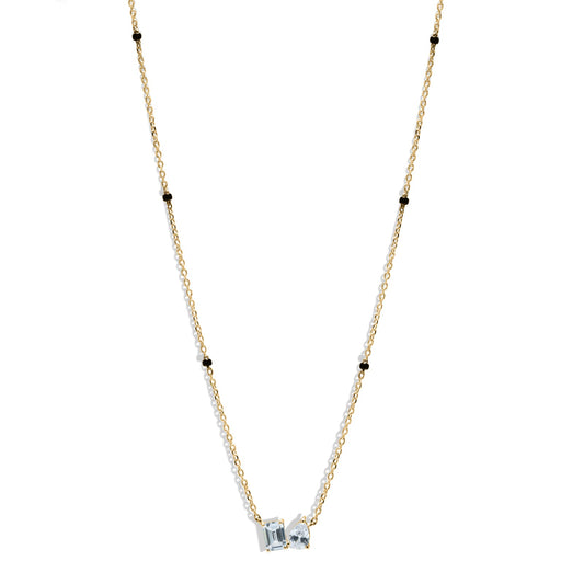 14K Gold Toi et Moi Diamond Mangalsutra Necklace - Modern Black Bead Necklace for Daily Wear