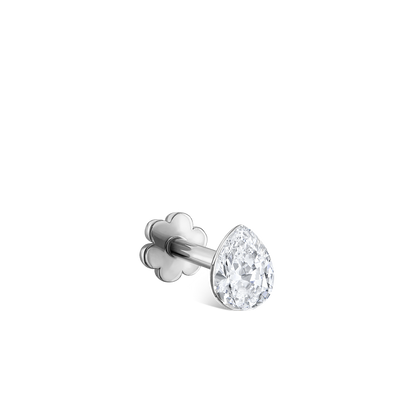 Invisible Set Diamond Pear Threaded Stud Earring in 18K Solid Gold