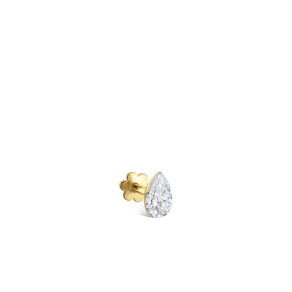 Invisible Set Diamond Pear Threaded Stud Earring in 18K Solid Gold