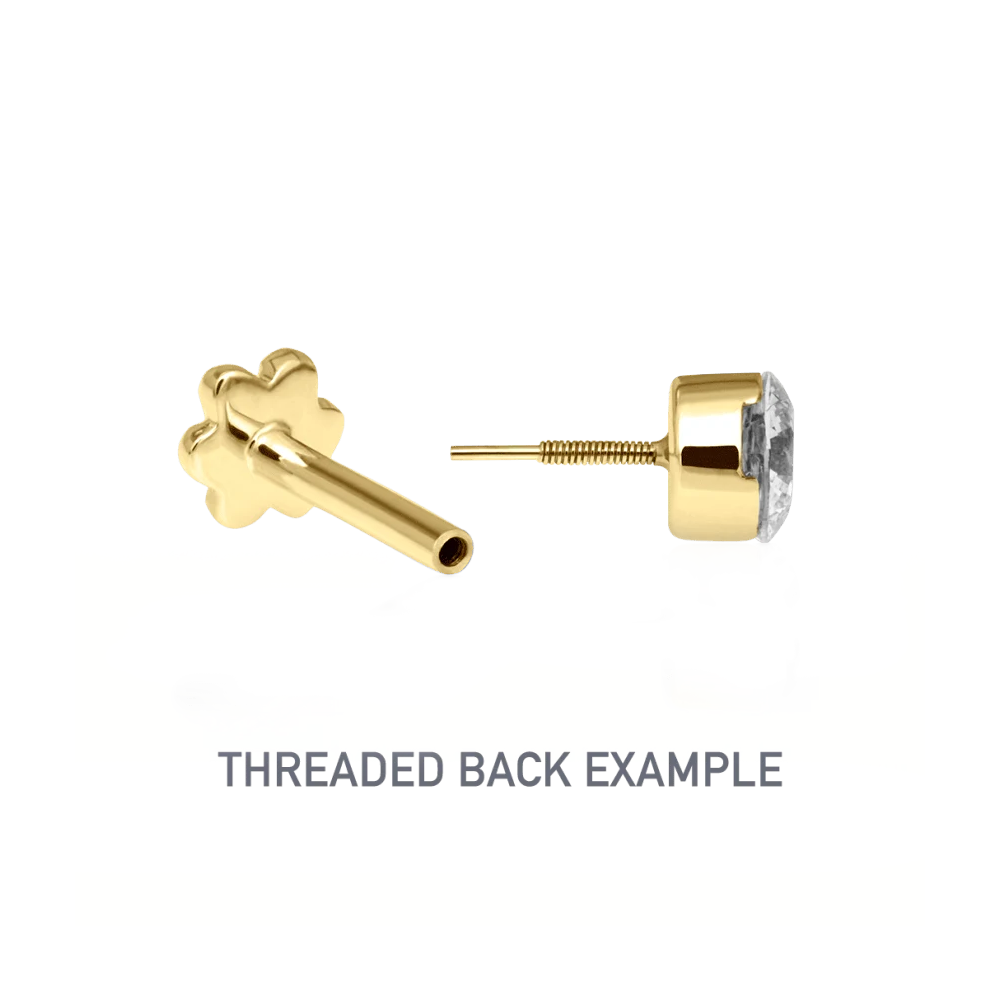 Invisible Set Diamond Pear Threaded Stud Earring in 18K Solid Gold