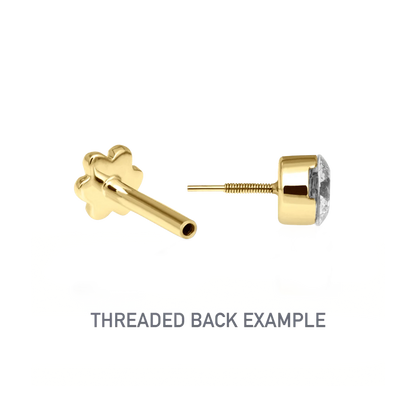 Invisible Set Diamond Pear Threaded Stud Earring in 18K Solid Gold