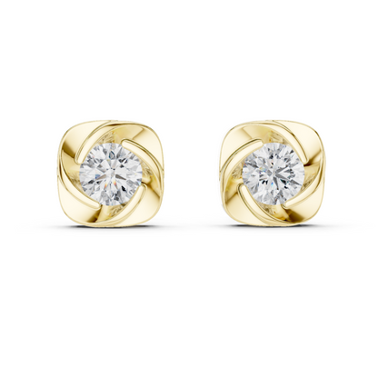 Round Lab Grown Diamond Flower Cluster Stud Earrings | Multi-Stone Floral Bloom | 10K, 14K, and 18K Gold