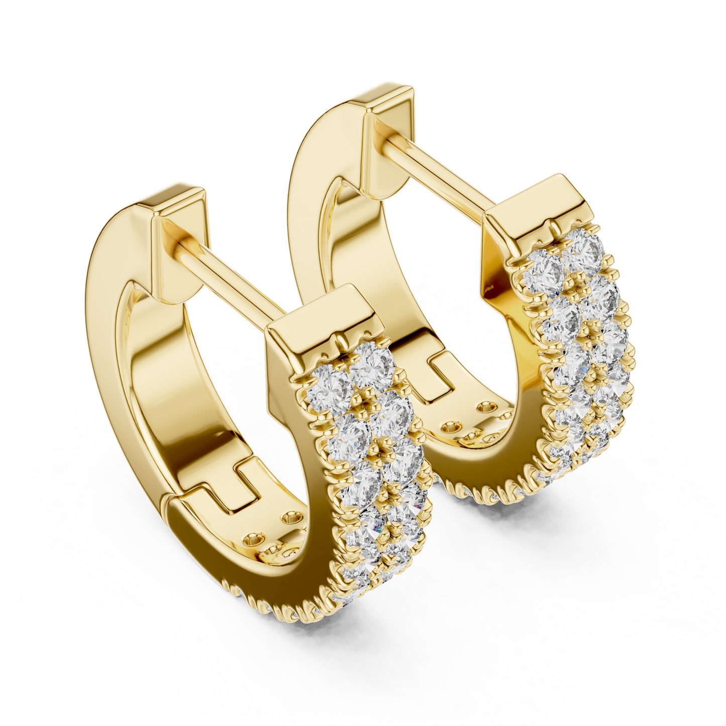 Double Row Huggie Hoops Lab Grown Diamond