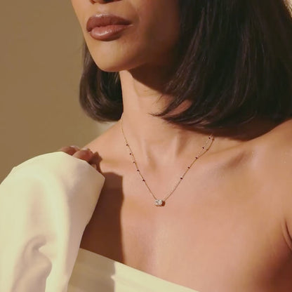 East-West Oval Modern Mangalsutra | Horizontal DEF VVS 14K / 18K Solid Gold