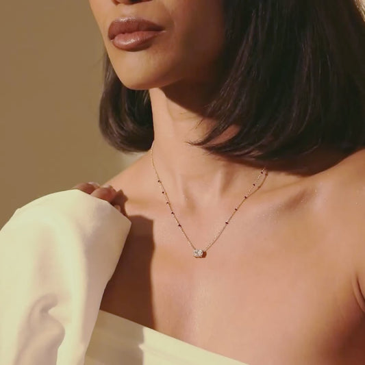 East-West Oval Modern Mangalsutra | Horizontal DEF VVS 14K / 18K Solid Gold