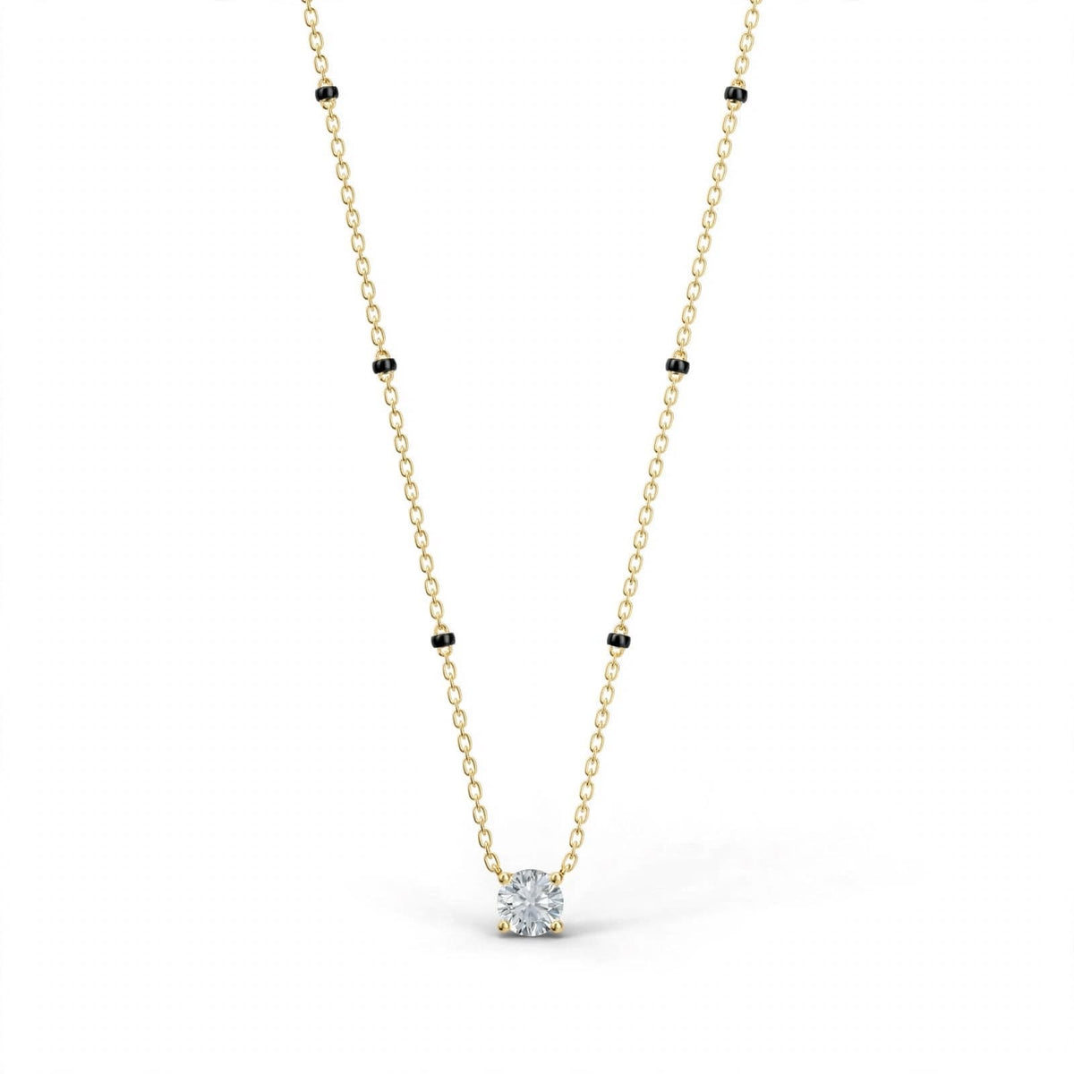 14K Solitaire Diamond Mangalsutra Necklace - 1ct Round Diamond