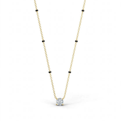 14K Solitaire Diamond Mangalsutra Necklace - 1ct Round Diamond