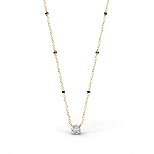 14K Solitaire Diamond Mangalsutra Necklace - 1ct Round Diamond