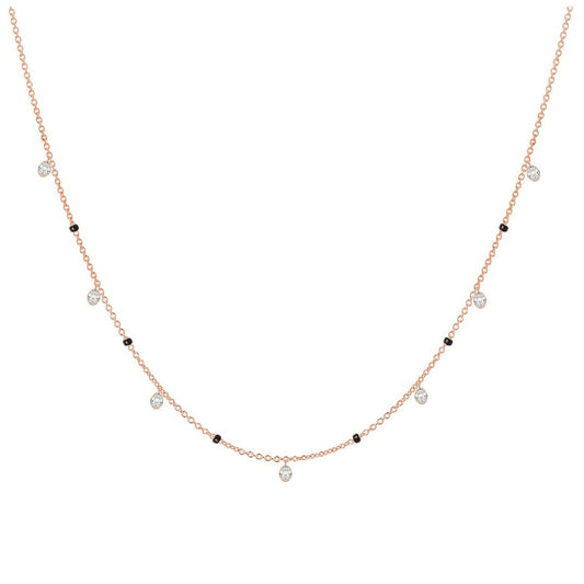 Oval Diamond Station Modern Mangalsutra | Seven Vow DEF VVS 14K / 18K Solid Gold