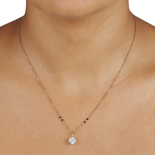 Round Solitaire Modern Mangalsutra | DEF VVS Lab Diamond | Solid Gold 18K and 14K