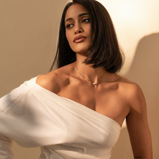 East-West Pear Modern Mangalsutra | Horizontal Pear DEF VVS 14K / 18K Solid Gold