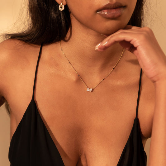 Emerald and Pear Toi et Moi Modern Mangalsutra | DEF VVS 14K / 18K Solid Gold