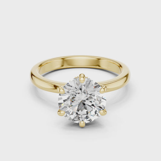 Round Lab Grown Diamond Engagement Ring | Hidden Halo Solitaire | 10K, 14K, and 18K Gold