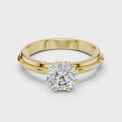 Round Lab Grown Diamond Solitaire Ring | Cathedral X-Cross Setting | Solid Gold
