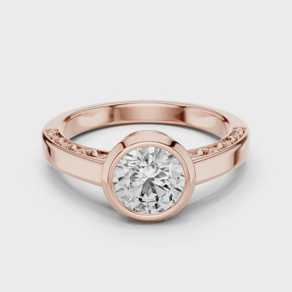 Round Lab Grown Diamond Engagement Ring | Full Eternity Floating Halo Style | 10K, 14K, and 18K Gold