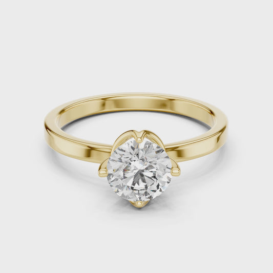 Round Lab Grown Diamond Solitaire Ring | Classic 4-Prong Comfort-Fit | Solid Gold