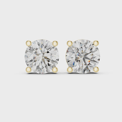 Round Lab Grown Diamond Stud Earrings | Classic Four-Prong Basket Style | 10K, 14K, and 18K Gold