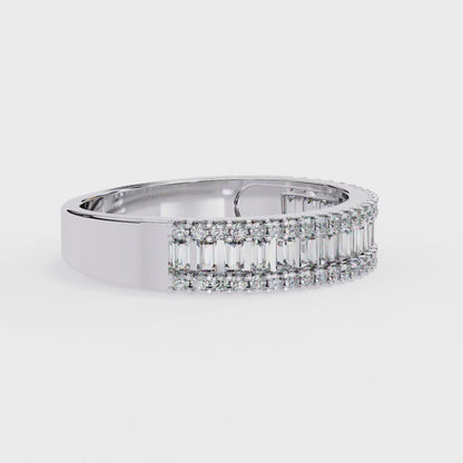 Double Row Lab Diamond Baguette and Round Band – Luxe Statement Ring