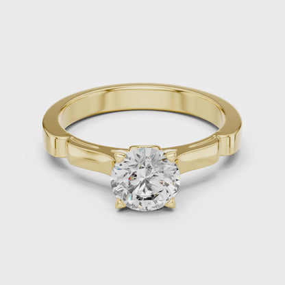 Round Lab Grown Diamond Solitaire Ring | Knife-Edge 4-Prong Setting | Solid Gold