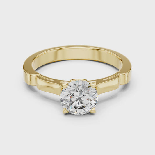 Round Lab Grown Diamond Solitaire Ring | Knife-Edge 4-Prong Setting | Solid Gold