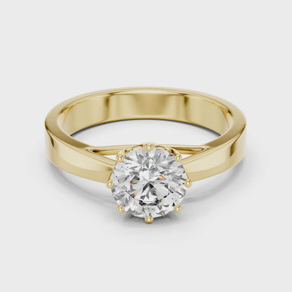 Round Lab Grown Diamond Solitaire Ring | 4-Prong Solid Gold Engagement Ring