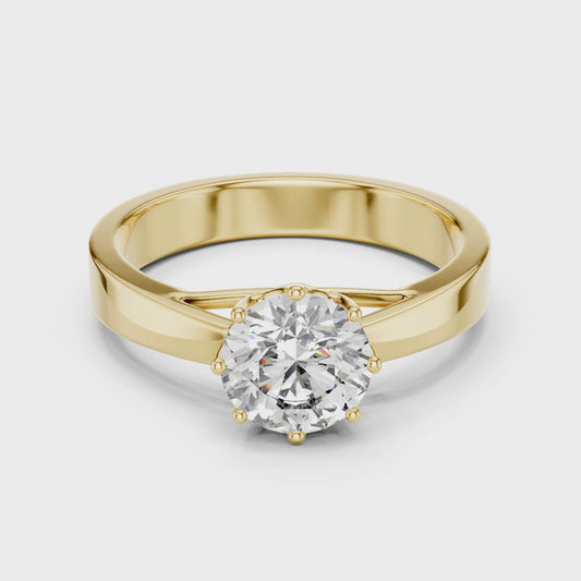 Round Lab Grown Diamond Solitaire Ring | 4-Prong Solid Gold Engagement Ring