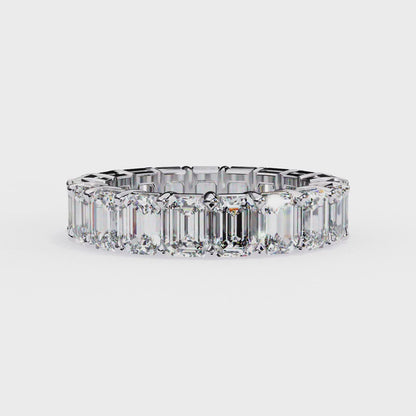 Emerald Cut Lab Diamond Band Ring – 10K/14K/18K Gold – Minimalist Stackable Ring