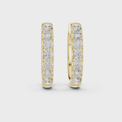 Round Lab Grown Diamond Huggie Hoop Earrings | U-Cut Pavé Setting | 10K, 14K, and 18K Gold