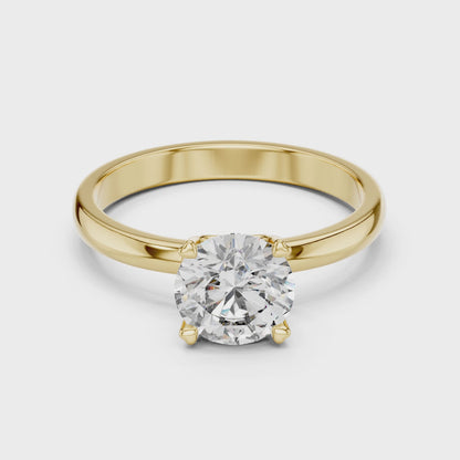 Round Lab Grown Diamond Solitaire Ring | Heart Motif Gallery Setting | Solid Gold
