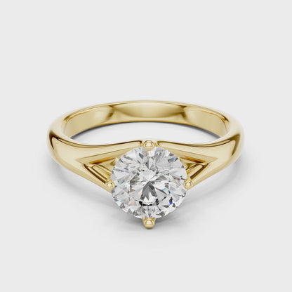 Round Lab Grown Diamond Solitaire Ring | Elegant Split-Shank Setting | Solid Gold