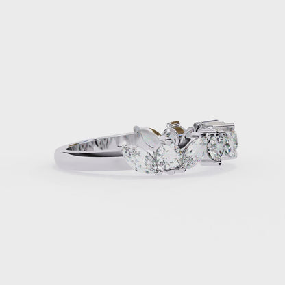 Marquise & Round Lab Diamond Duo Band – Elegant Two Shape Ring – 10K 14K 18K Solid Gold
