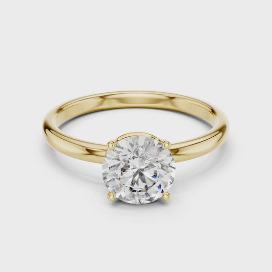 Round Lab Grown Diamond Solitaire Ring | Classic Elevated 4-Prong Setting | Solid Gold