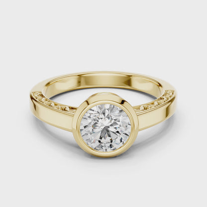 Round Lab Grown Diamond Engagement Ring | Full Eternity Floating Halo Style | 10K, 14K, and 18K Gold