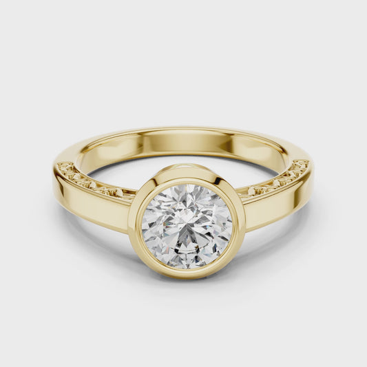 Round Lab Grown Diamond Engagement Ring | Full Eternity Floating Halo Style | 10K, 14K, and 18K Gold